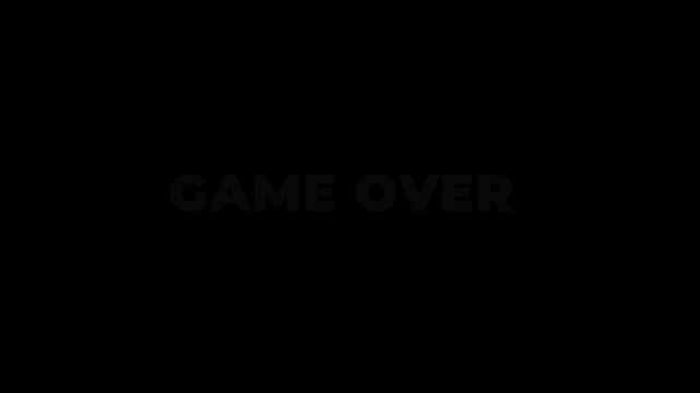Animated Game Over Text Display on Black Background, Clean Digital Typography for Gaming Videos, Arcade Content, Streaming Overlays, and Motion Graphics