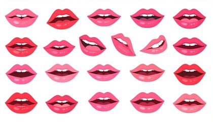 Cartoon lips set in various expressions.