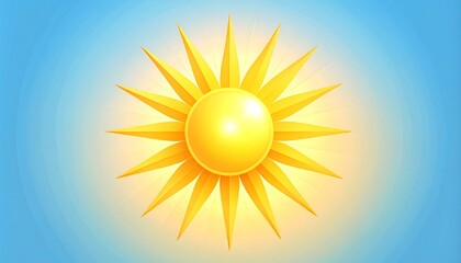 Cartoon Sun Shining Bright in Sky.