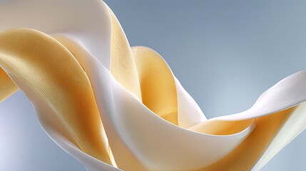 Elegant Flowing Fabric Displaying Light and Shadow in Soft Cream and Gold Tones for Artistic or Fashion Illustrations
