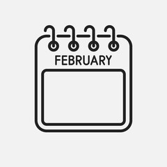 Icon calendar February month, empty space, reminder