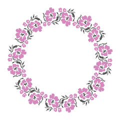 Red and black floral dotted repeat pattern. Traditional Ukrainian ornament for prints and design projects