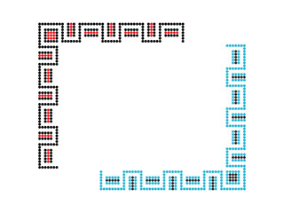 Dotted geometric frame corner borders  ornament set based on Ukrainian embroidery. Simple bead-style patterns