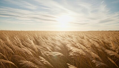 Sunset Grass Silhouette Nature Warm Golden Landscape