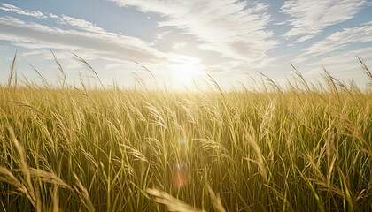 Sunset Grass Silhouette Nature Warm Golden Outdoor Scene