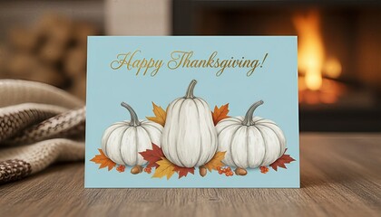 Warm Thanksgiving Pumpkins Text Cozy Autumn Holiday Card