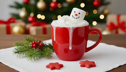 Cute Snowman Hot Chocolate Warm Cozy Winter Treat