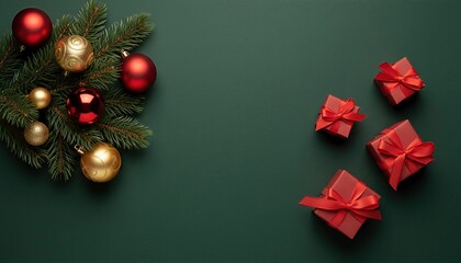 Minimal Green Christmas Flatlay Modern Seasonal Decor