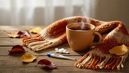 Autumn Flu Remedy Flatlay Warm Healing Cozy Scene