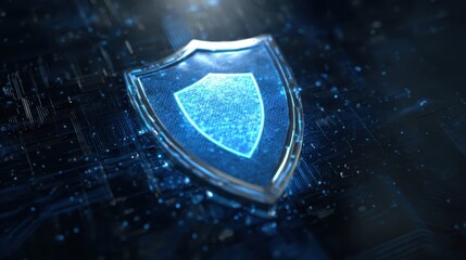 Blue Shield Symbol: Icon Representing Antivirus Protection and Computer Security