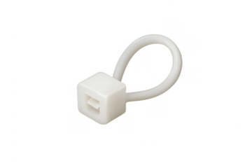 White plastic cable tie loop isolated with transparent background