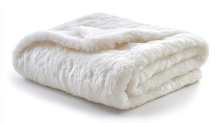 Cozy White Wool Blanket on a Pristine White Backdrop, Perfect for Comfortable Bedding or Warm Clothing Choices