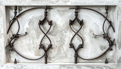Decorative metalwork with marble background.