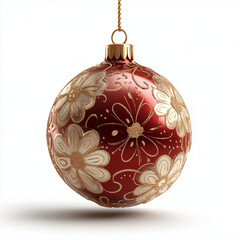 Red Floral Christmas Ornament Ball