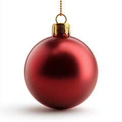Red Christmas Bauble Isolated on Light Background

