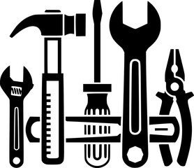 Essential Toolkit Icon Hammer, Wrench, and Tools for DIY Projects and Repairs
