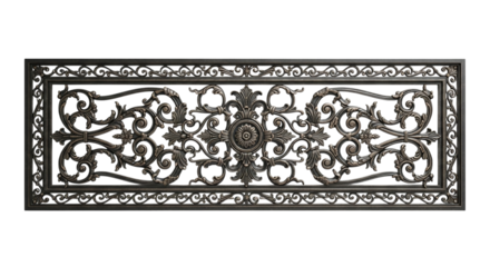 Ornate Decorative Metal Panel with Scrollwork and Floral Design, Antique Bronze Finish