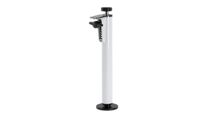 Adjustable Furniture Leg, White and Chrome, Isolated on Transparent
