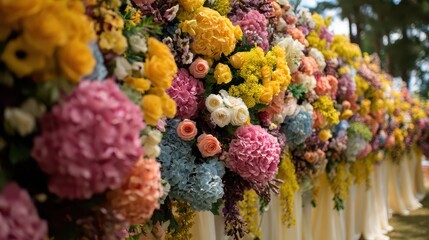 Charming Wedding Decor: Vibrant Floral Arrangements for Beautiful Ceremony Setting