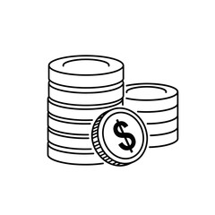 Stacks of Coins with Dollar Sign, Financial Savings Concept.