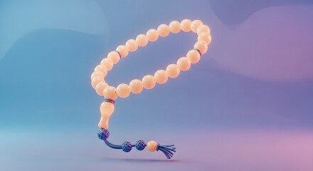 3D Render of Prayer Beads on Gradient Background for Spirituality & Meditation