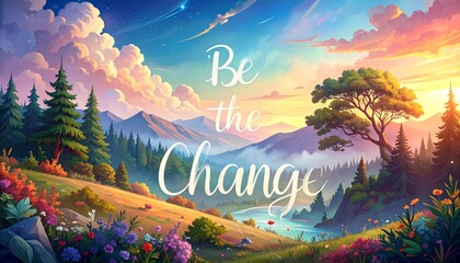 Scenic landscape with motivational message.