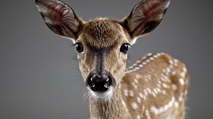Young spotted mammal close up portrait gentle eyes soft fur