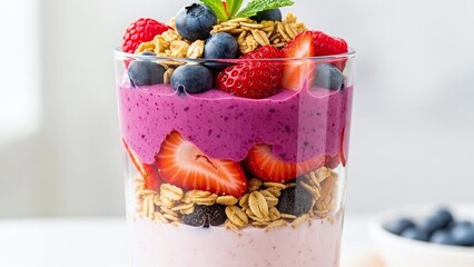 Fruit yogurt parfait with granola