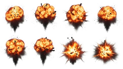 Obraz premium Explosions Stock Illustration of Fire, Blast, and Impact