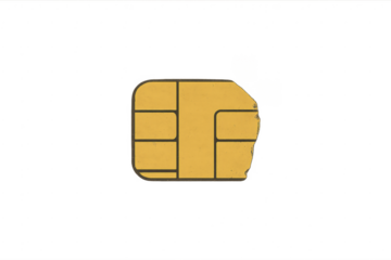 Broken sim card chip showing old technology issue