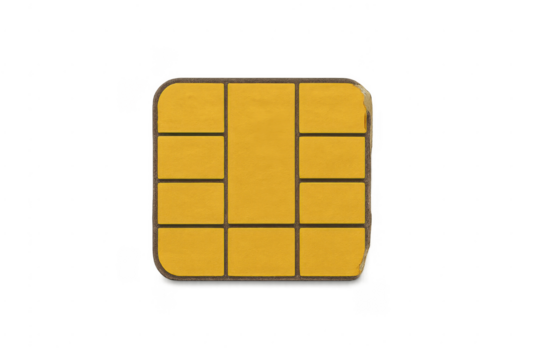 Sim card microchip for mobile communication on transparent background