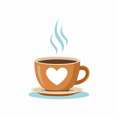 Obraz premium vector coffee cup with steam rising forming a heart shape
