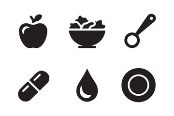 Healthy lifestyle and nutrition icons set
