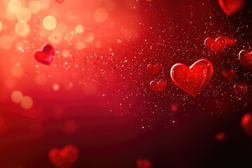 Obraz premium Romantic red hearts floating on soft bokeh background for valentine's day celebration