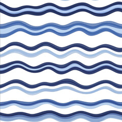 Watercolor blue waves seamless pattern white background vector illustration flat design high resolution