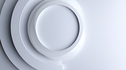 Abstract minimalistic composition of overlapping circular shapes on a smooth white background for modern design concepts