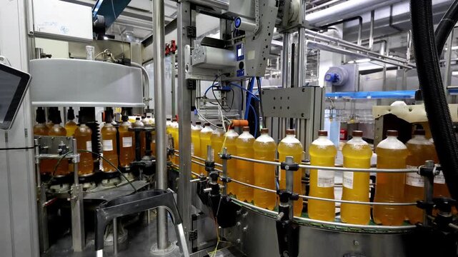 Process of bottling and labeling of beer in brewery