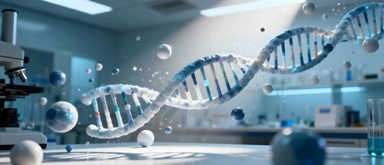 Futuristic DNA Helix in Sterile Laboratory