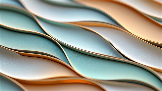 Close-up of an abstract pattern featuring flowing wave shapes in pastel colors, creating a decorative background. - Powered by Adobe