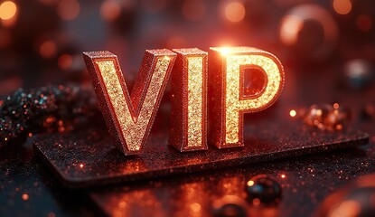 golden vip badge on modern layered metal texture