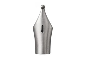 Metal fountain pen nib tip on transparent background