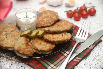 fried dish draniki with potatoes