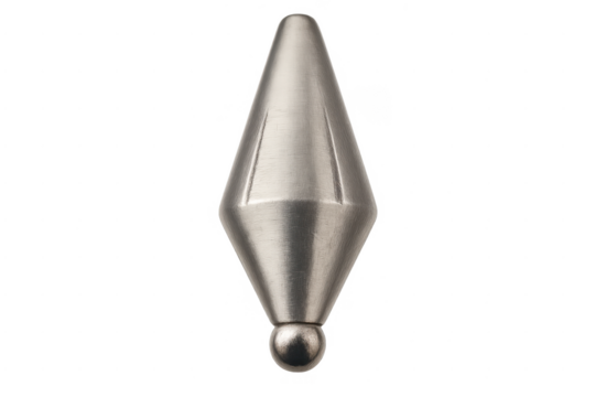 Metal plumb bob showing vertical alignment tool