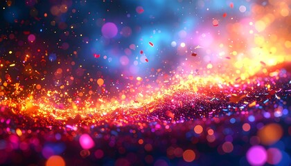 Fototapeta premium Epic Festival Light Confetti. Blurred Glitter Bokeh Confetti Lights Background