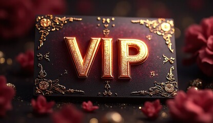 golden vip symbol on engineered metallic texture