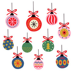 
set of isolated festive Christmas ornaments 