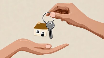 Transferring house key as symbol of new home ownership