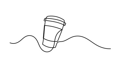 Obraz premium Doodle cup line abstract pro.Continuous line drawing coffee cup. Hot drinks concept. Vector illustration, Coffee cup continuous line sketch tea icon cafe sketch drink single art outline mug logo food.