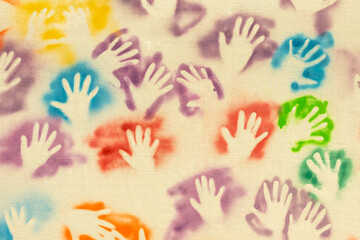 Colorful Handprint Pattern Background , Creative Painted Childrens Hands