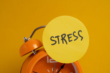 Time pressure and anxiety concept. Stress reminder on alarm clock.